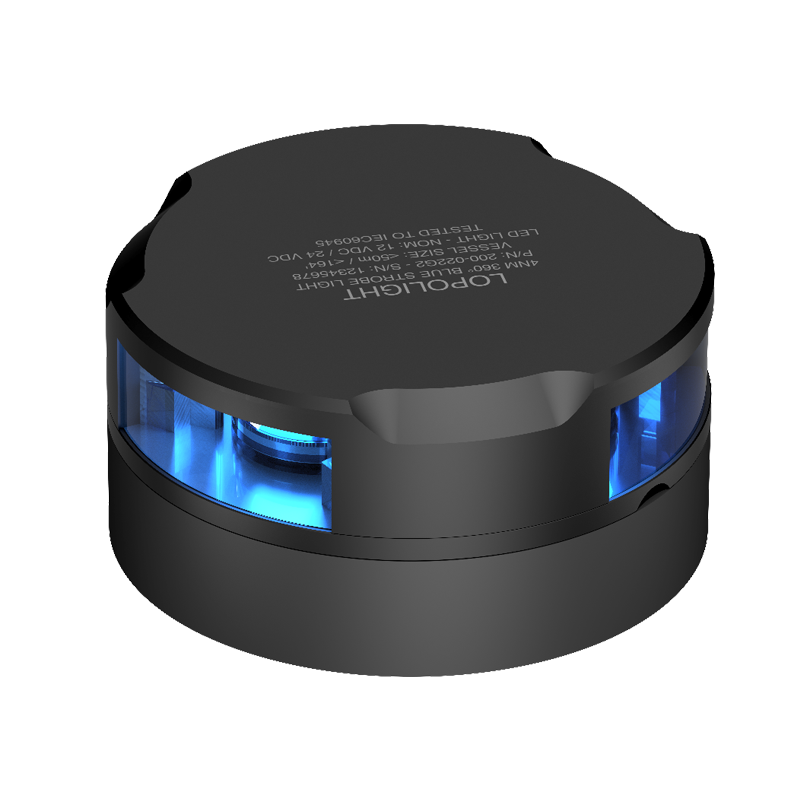 4nm 360° Blue Strobe (blk), hor mnt, 0.7m - Black